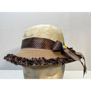 Sun Hat womens 6 1/2" one size bucket flower ribbon